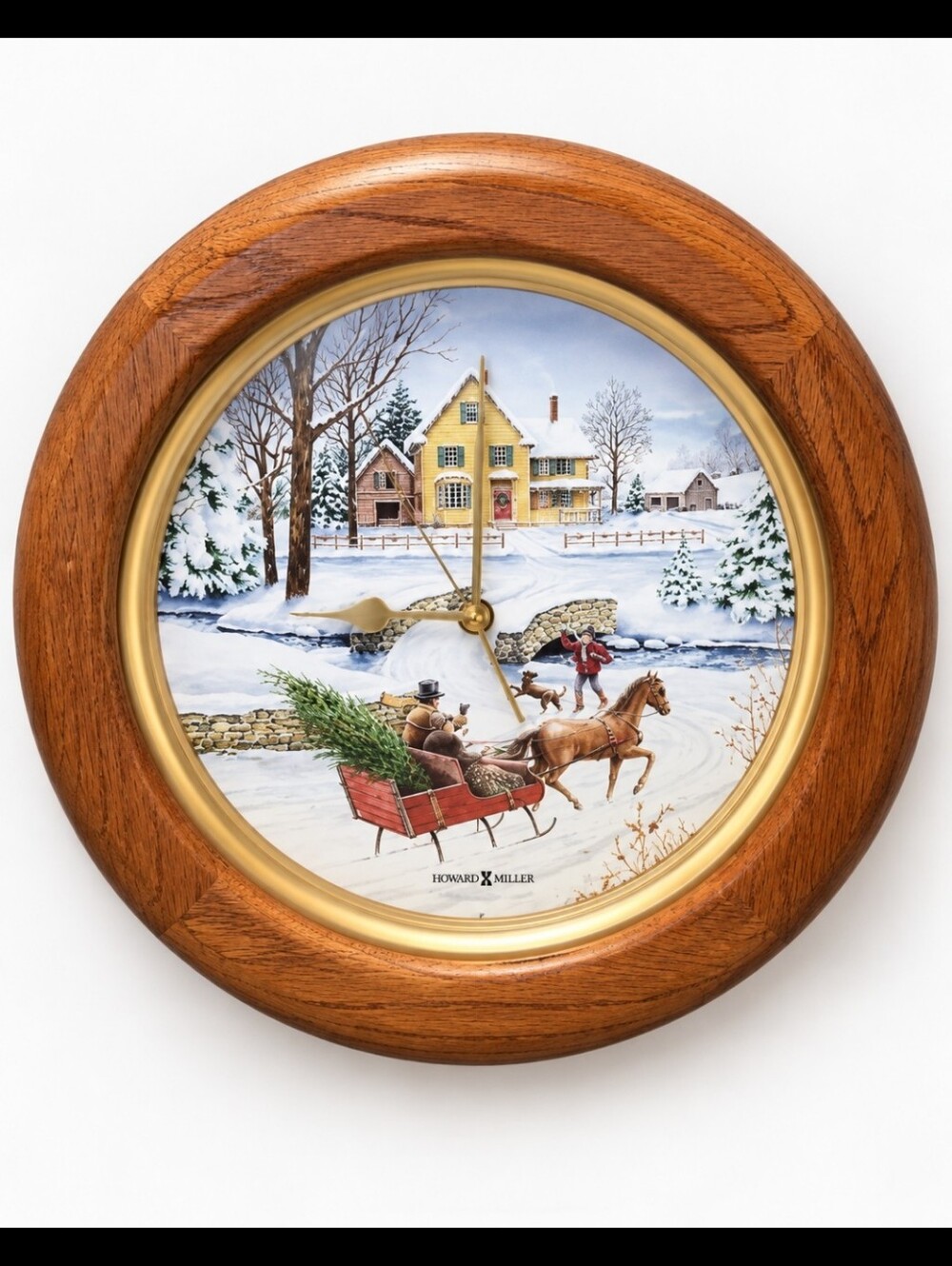 Howard Miller Musical Christmas Wooden Wall Clock with Winter Scene Nostalgic